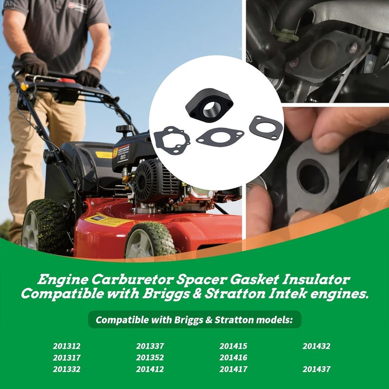 XTPTFABS Engine Carburetor Spacer Gasket Insulator Compatible with Briggs & Stratton Intek Engine Replacement 694876 - Image 2